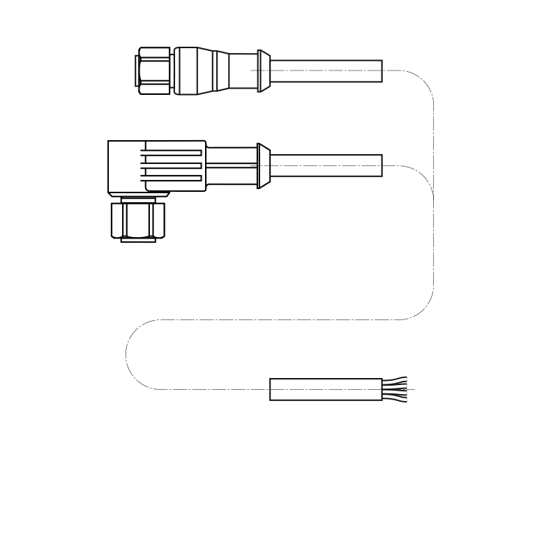 Cablu de conectare M12 cu o singură față